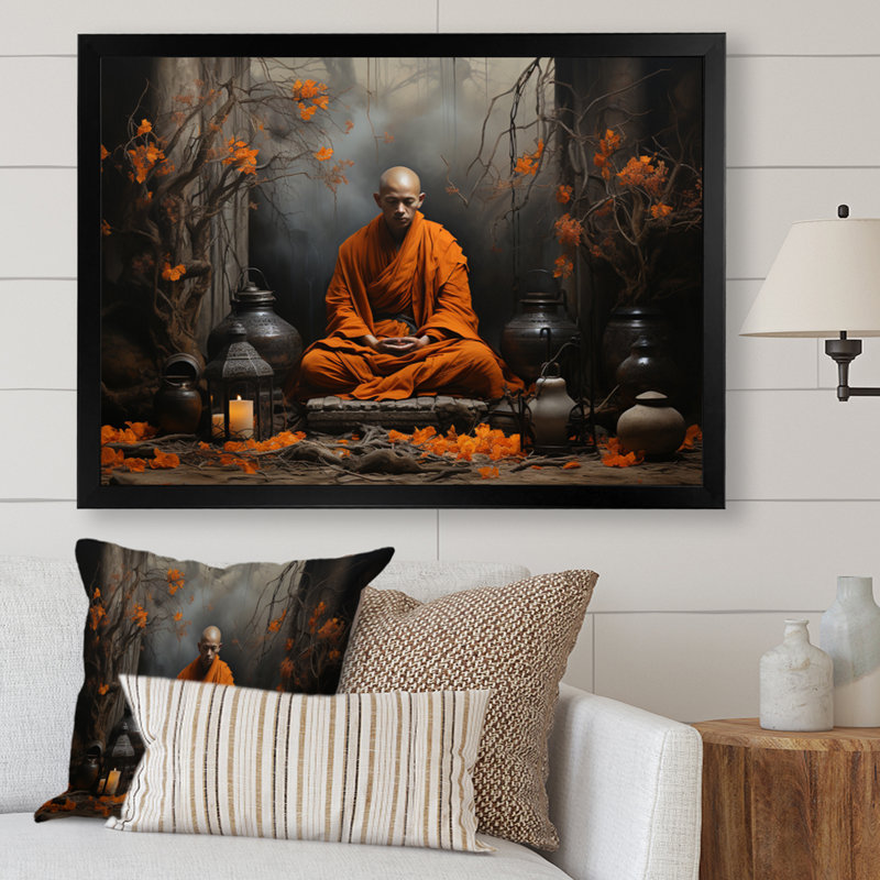 Sérénité religieuse et spirituelle, H 30 po x l 40 po x P 1,5 po, Cadre simple noir