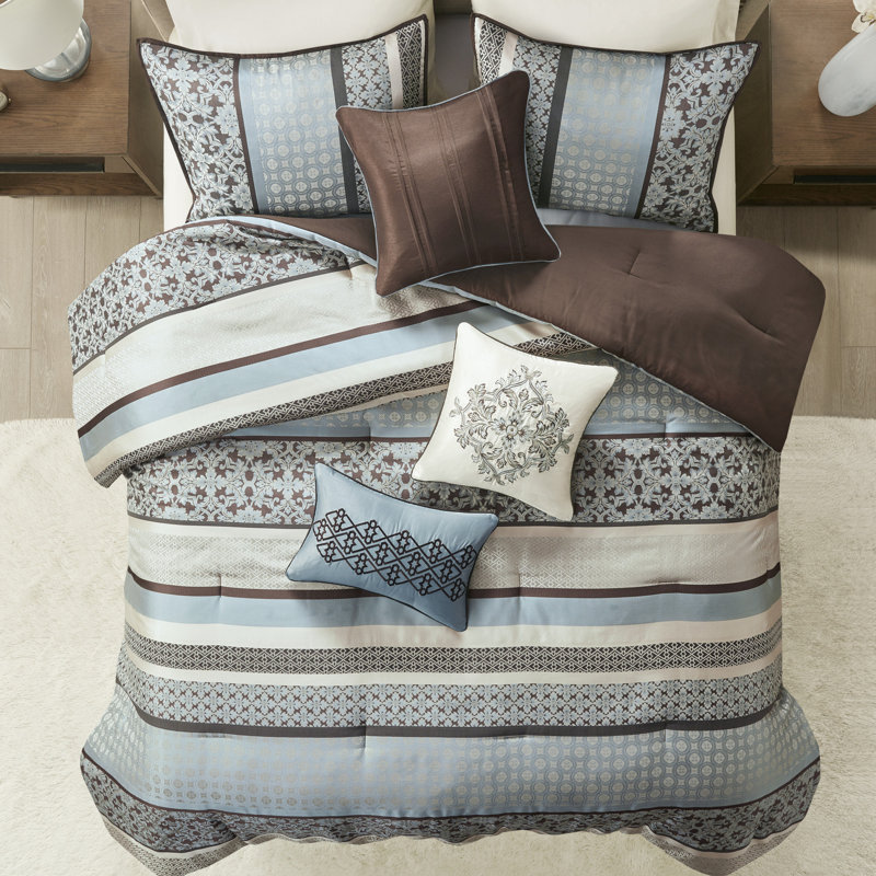 California King Blue Reversible Microfiber Comforter Set