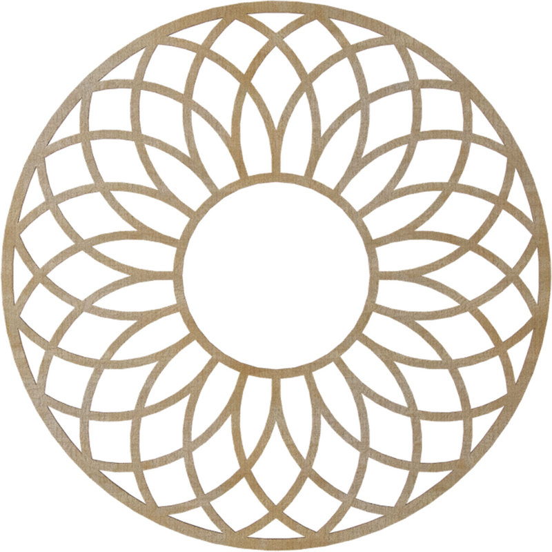 30"OD x 10 1/4"ID x 3/8"T Cannes Wood Fretwork Pierced Ceiling Medallion, Hickory, 28" H x 28" W x 0.25" D, Birch