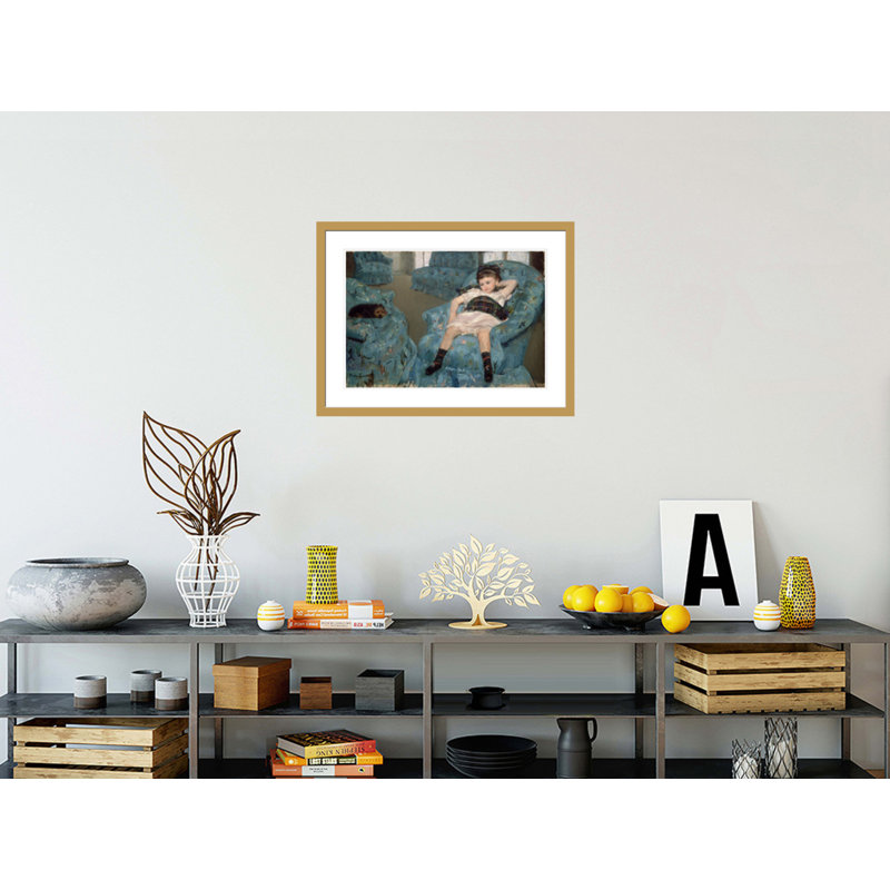 Petite fille dans un fauteuil bleu par Mary Cassatt, H 22,24 po x l 29,5 po