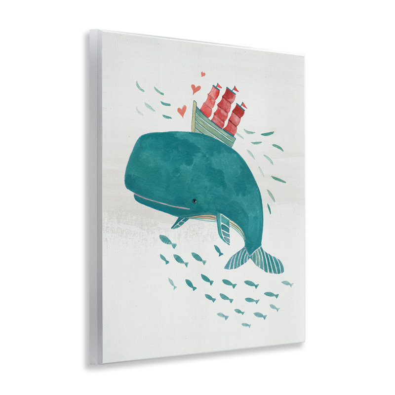 Baleine et voilier, art mural sur toile par Irene Chan