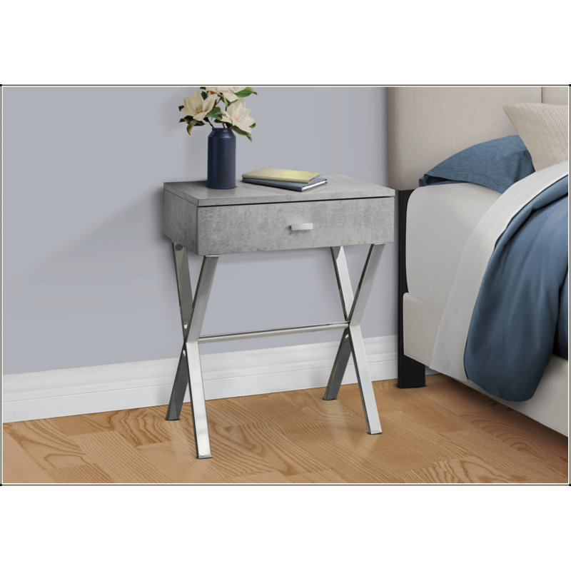 Table de chevet polyvalente et élégante pour la chambre à coucher et le salon, avec rangement et design moderne., Gris/argent