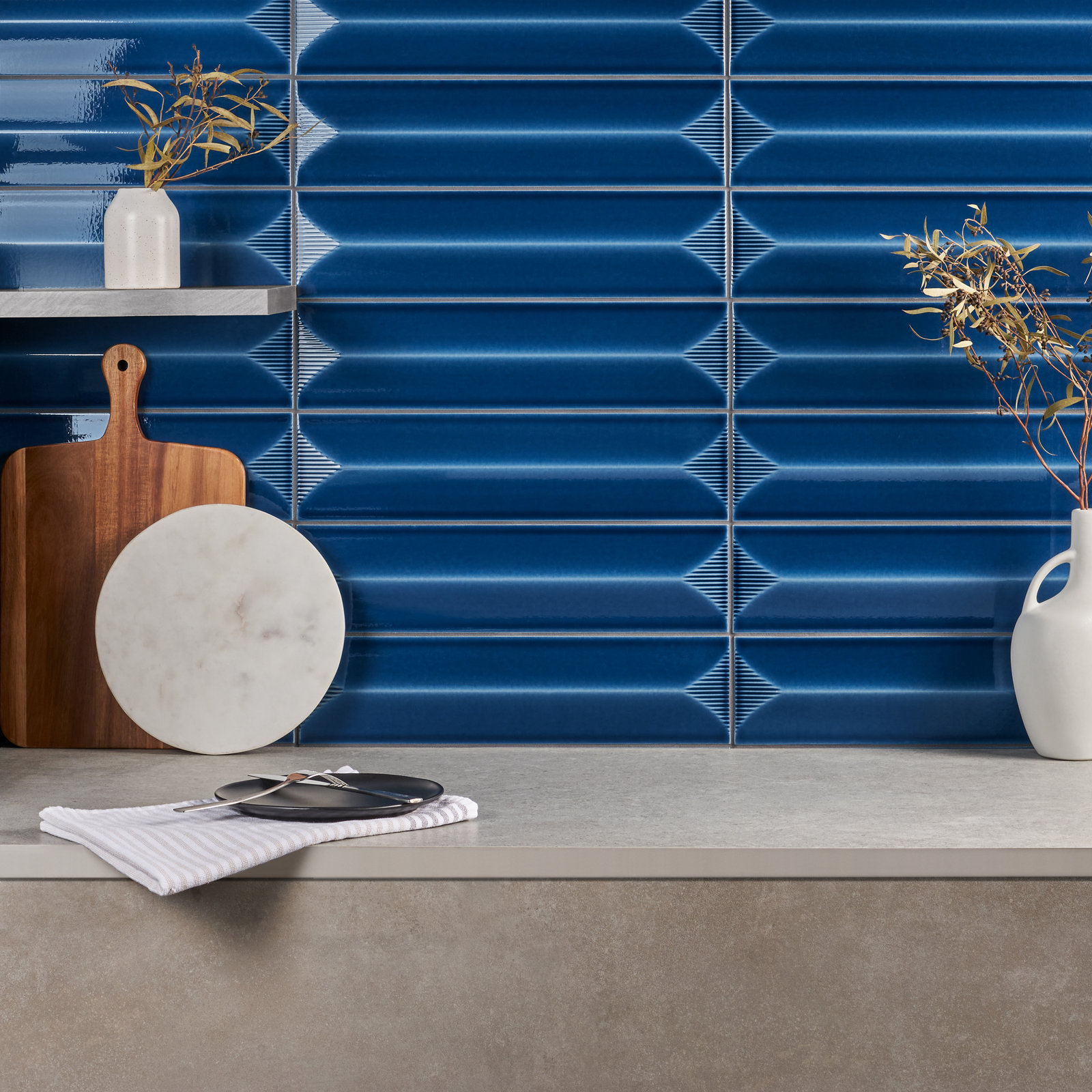 Radiant Inflex 4" x 18" Ceramic Subway Tile, Nautical Blue