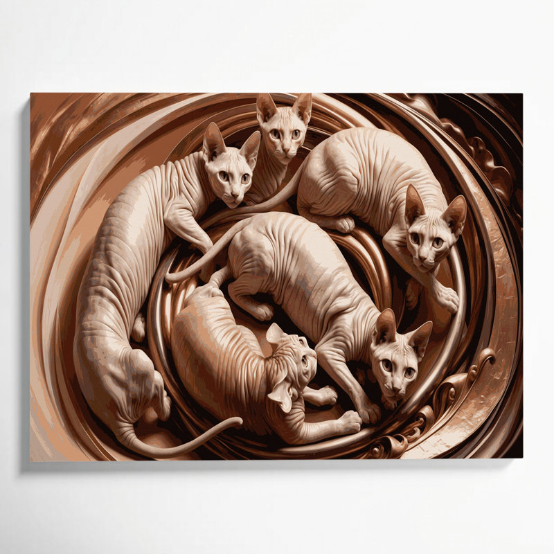 «Cats Don Sphynx», art mural sur toile brune, H 11 po x l 14 po