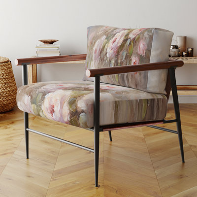 Pink Roses Farmhouse Charm - Fauteuil rembourré à motif floral, chaise d'appoint rose