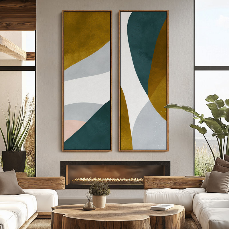 «Vintage Landscape Wall Art», ensemble de 2 toiles encadrées 20 x 60 pouces, Naturel