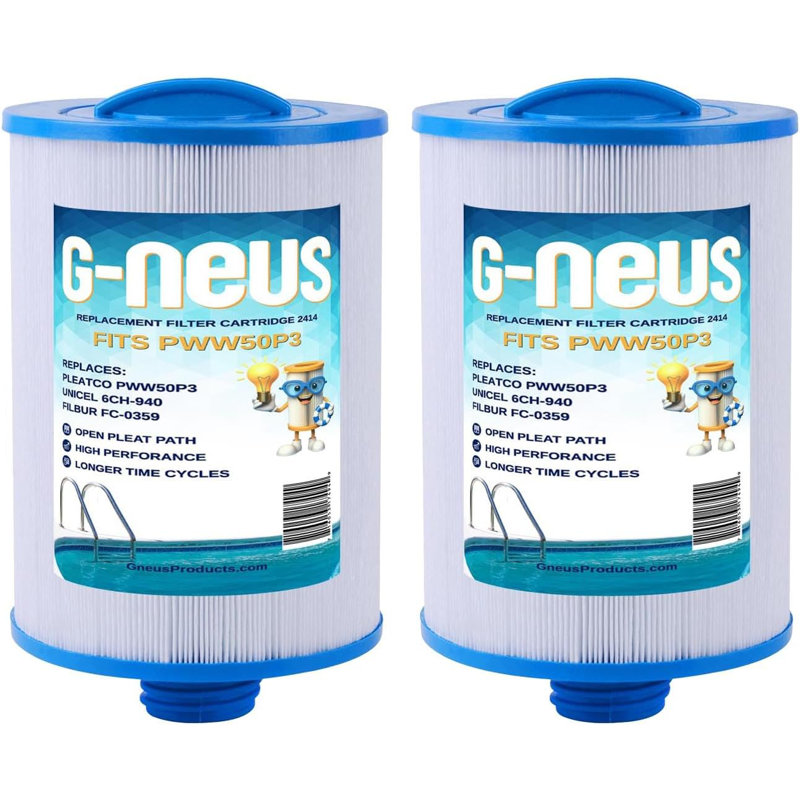 G-NEUS Spa & Hot Tub Filter | Replaces 6CH-940, PWW50P3, FC-0359 | 40 Sq Ft Coverage (x2) | High Performance Spa Replacement Cartridge, 2 Pack