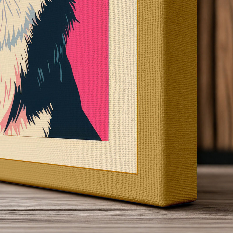 Happy Collie Modern - Wrapped Canvas, 30x20 - 76.2 x 50.8 cm, Ochre Border