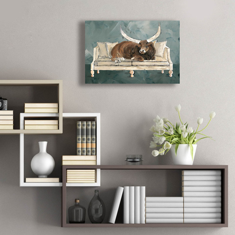  'Cowches 2' by Cindy Jacobs Acrylic Glass Wall Art, 24" x 16", 16" H x 24" W