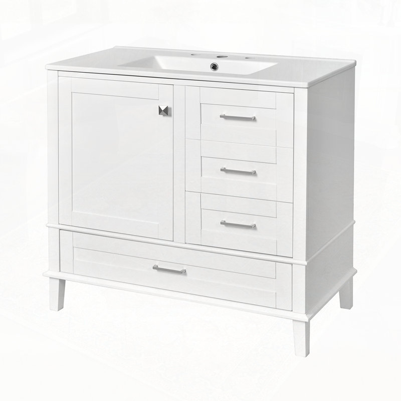 Bathroom Vanity with Solid Pine Frame, White
