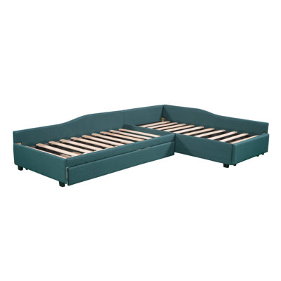 Upholstered Double Twin Size Daybed With Trundle And Drawer -  STYLISH, OKKK612-GX001316AAF