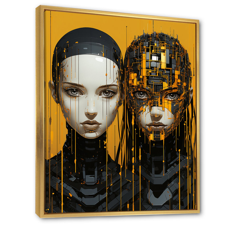 " Android Evolution ", Gold Floater Framed, 44'' H x 34'' W x 1.5" D