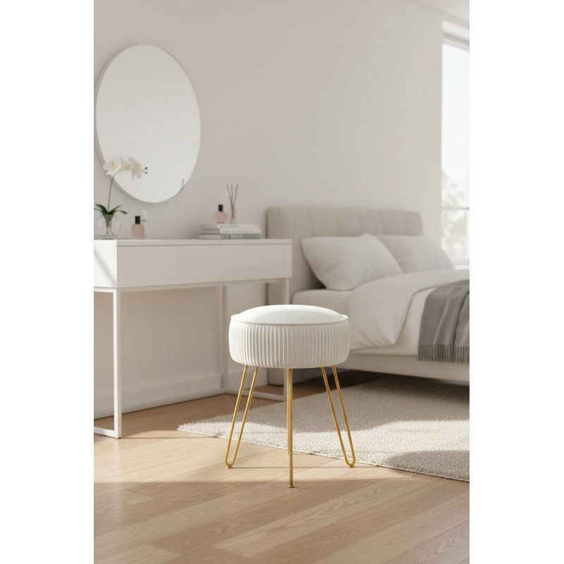Metal Accent Stool, White