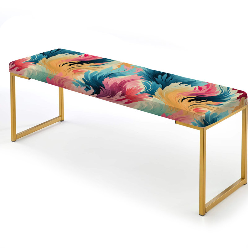 «Colorful Boho Ikat Whirl Spirit» - Banc rembourré abstrait doré