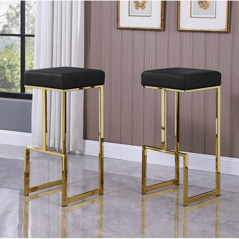 Tabouret de bar et de comptoir Jochebed, Doré, Noir, Tabouret de bar (siège d'une hauteur de 31 po)