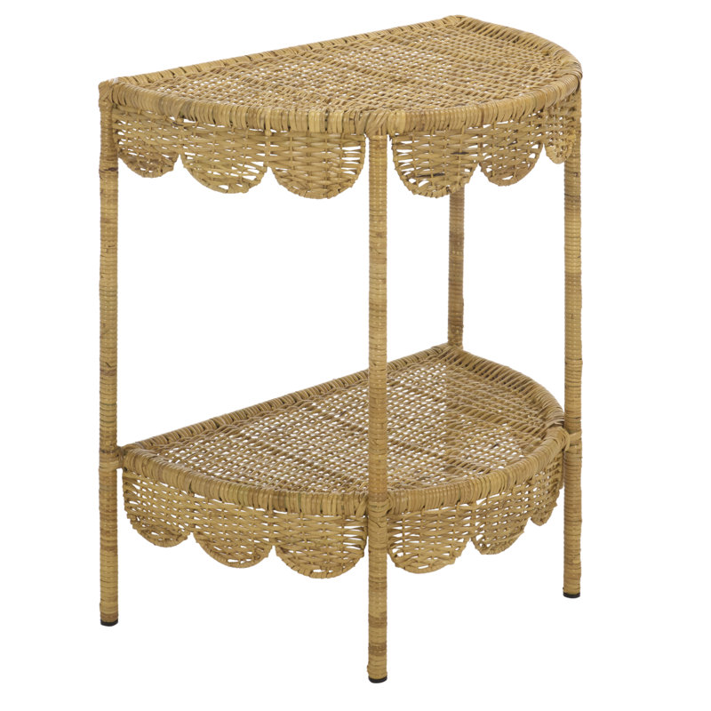 Table d'appoint festonnée Tinzo, Bois naturel