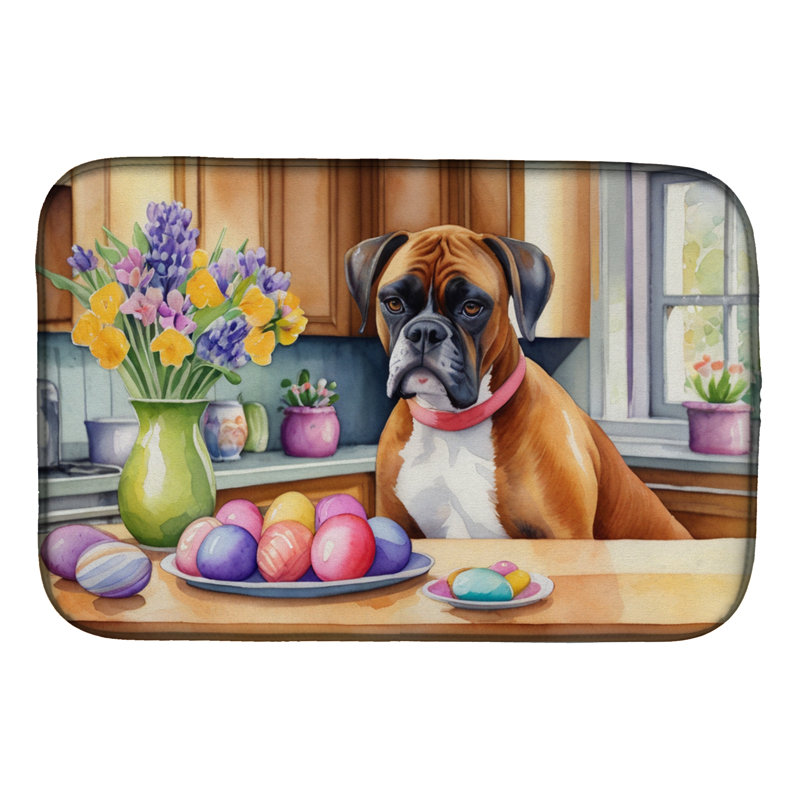 Decorating Easter Boxer Dish Drying Mat