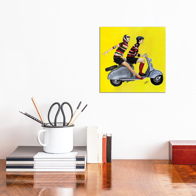 Vespa Girls by Salma Nasreldin - Wrapped Canvas Painting, 30.48 cm H x 30.48 cm W