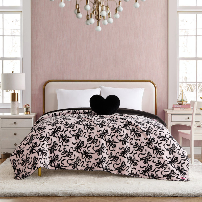Couvertures en molleton doux Betsey Johnson, Lit simple, Ballet Bows - noir