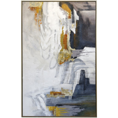 Art solitaire sur toile encadrée - abstrait peint à la main - cadre de 1,5 pouce