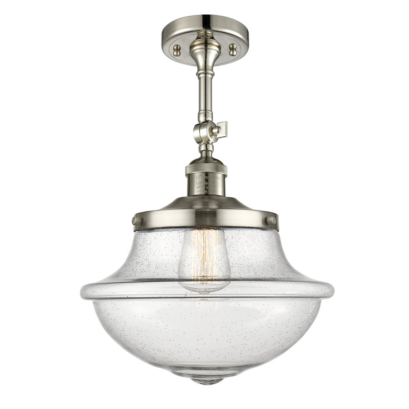 Plafonnier semi-encastré 1 lumière 12 po Baptiste, Ampoule non incluse, Grainé, Nickel poli
