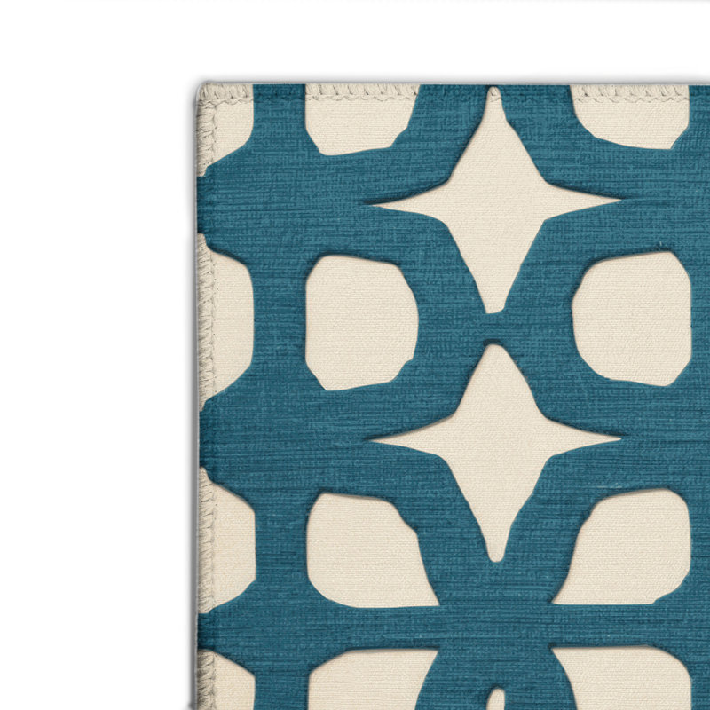 Trellis Beige Indoor and Outdoor Area Rug, Rectangle 4' x 6'