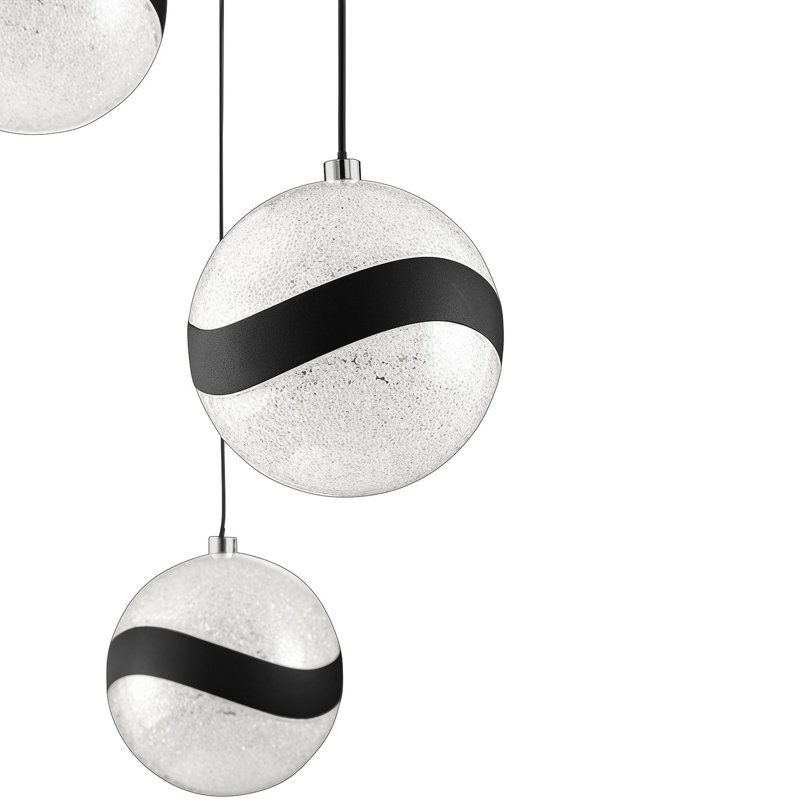 Mystyke Black 13-Light Integrated LED Cluster Pendant with Frosted Globes