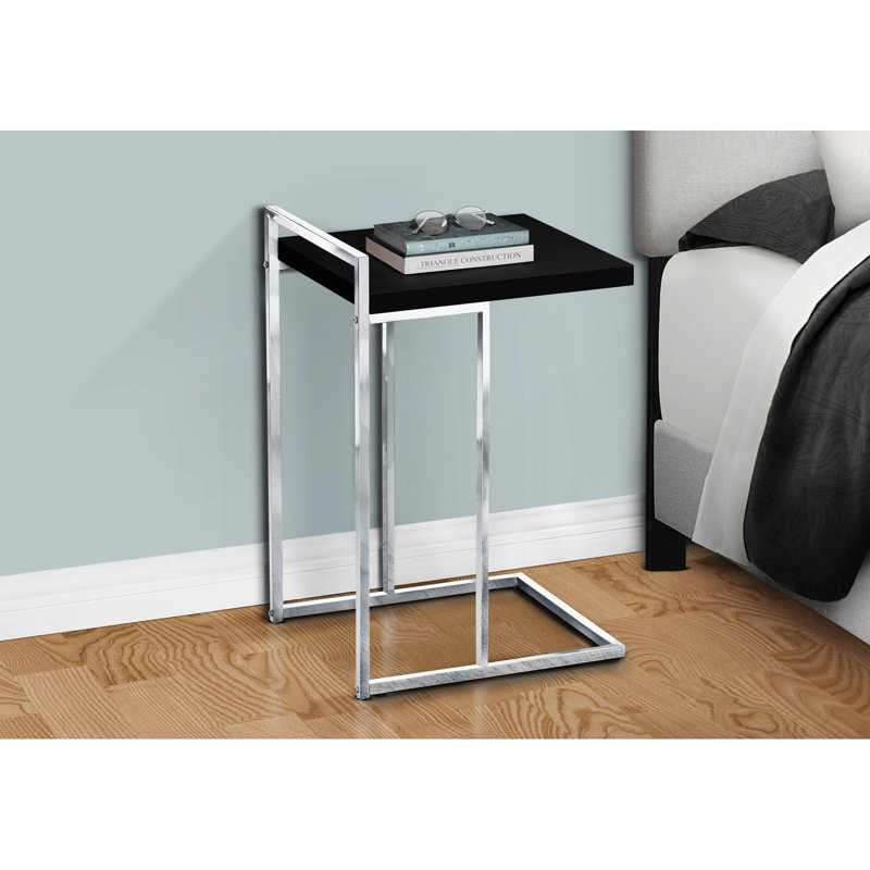 Table d'appoint pour tout endroit - Finition en stratifié noir et métal avec base pour chambre à coucher