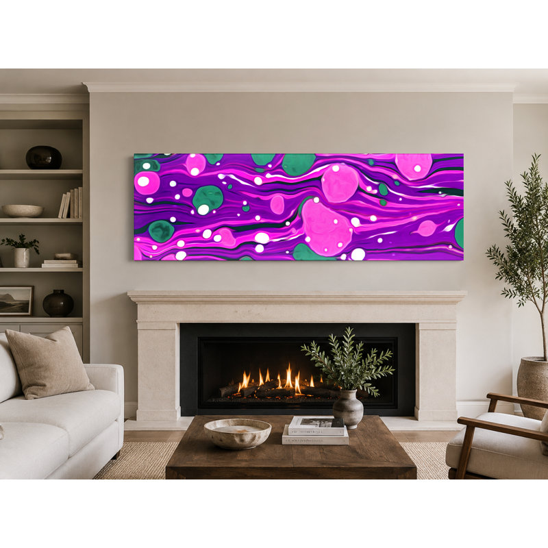 Abstrait mauve abstrait - art mural sur toile panoramique, 60" W x 20" H