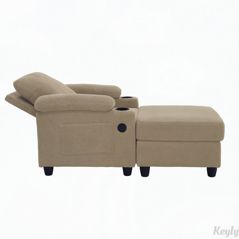 Ensemble de fauteuil d'appoint et repose-pieds avec dossier inclinable, Tissu gris foncé