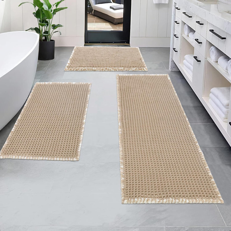 3 Piece Waffle Bath Mat Set