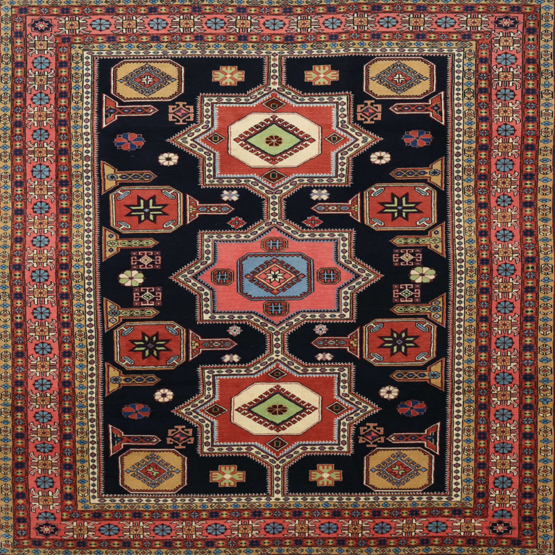 Tapis brun/noir traditionnel Obermeyer, Rond 6 pi