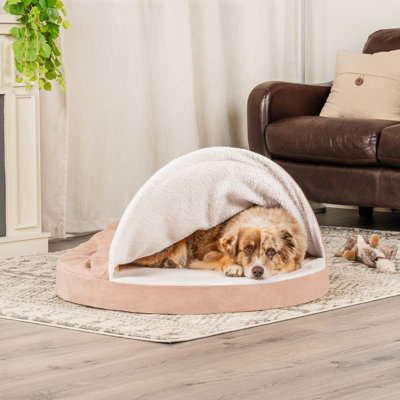 Faux Sheepskin Round Hooded Orthopedic Dog Bed
