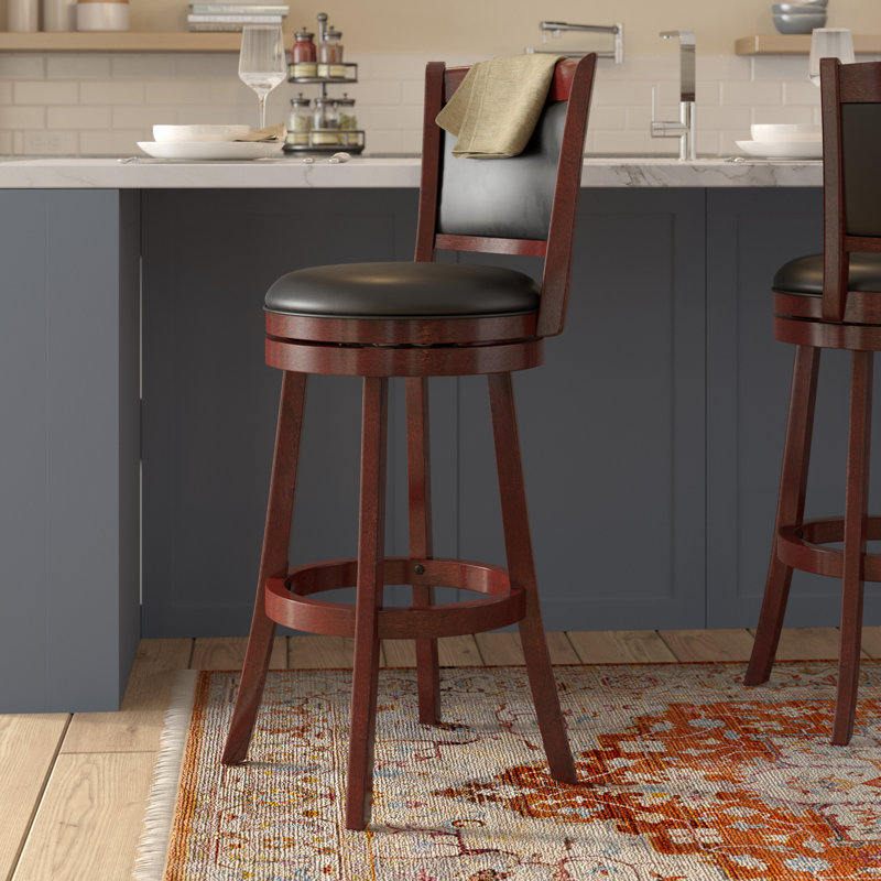 Leda Swivel Upholstered Counter Stool with Solid Wood Frame, Bar Stool (29.94” Seat Height)