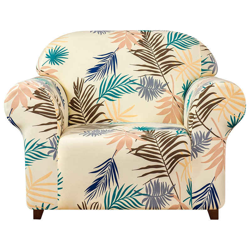Box Cushion Armchair Slipcover, Yellow Printed