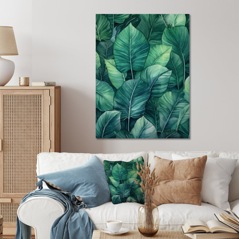 «Green Leafs» Harmony - feuilles, art mural en métal, salon, H 20 po x l 12 po x P 1 po