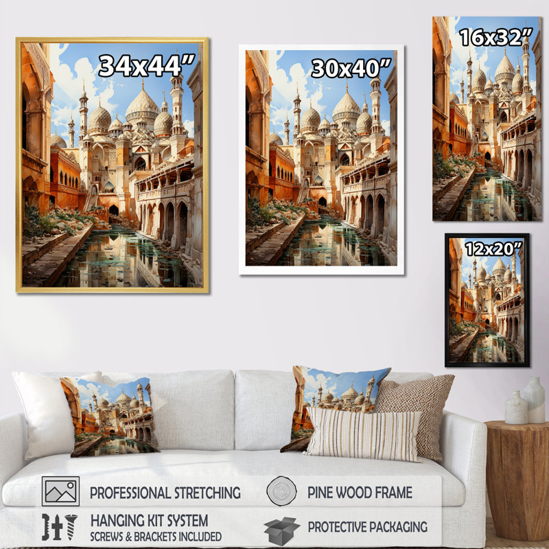 Hottenrott, art de l'Islam, Cadre flottant blanc, H 32 po x l 24 po x P 1 po