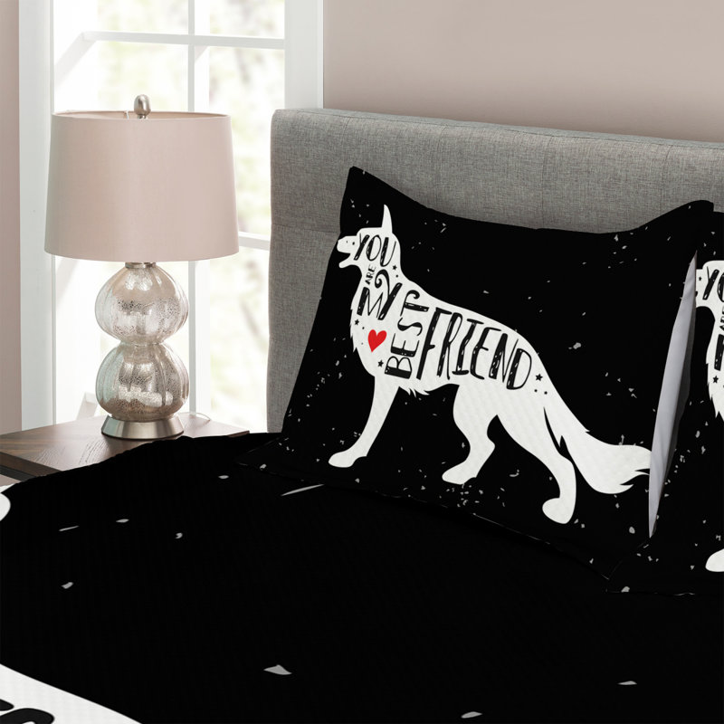 Abygayle Black/White Microfibre Bedspread Set, 220 x 264 cm
