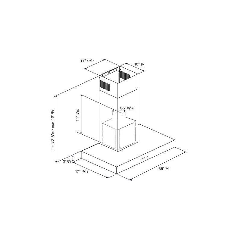 Bertazzoni T-Shape Wall-Mounted 600CFM Hood, 42.75" H x 35.38" W x 17.69" D, Carbonio