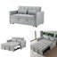 Canapé-lit convertible 3-en-1, canapé-lit futon double en velours avec dossier réglable, sac de rangement et coussin-1659485629