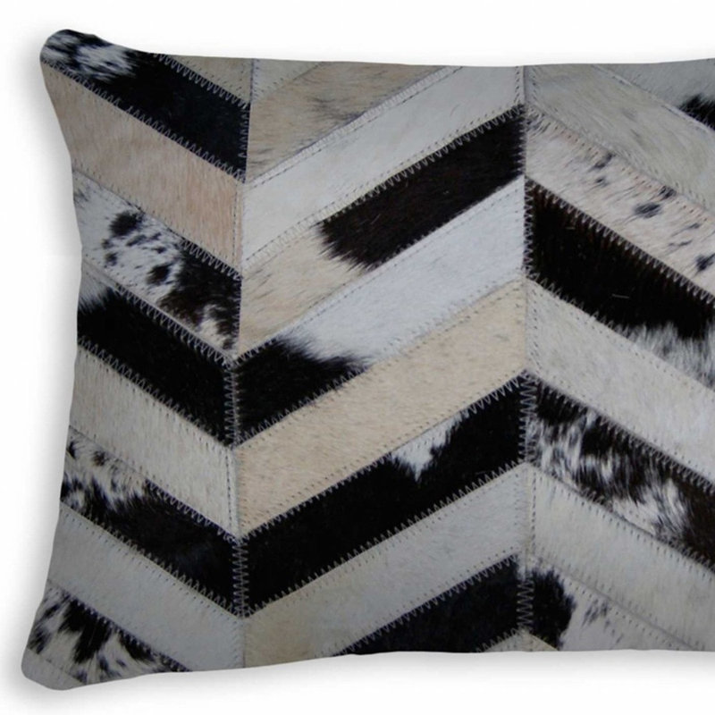 12" x 20" Tricolor Chevron Cowhide Throw Pillow