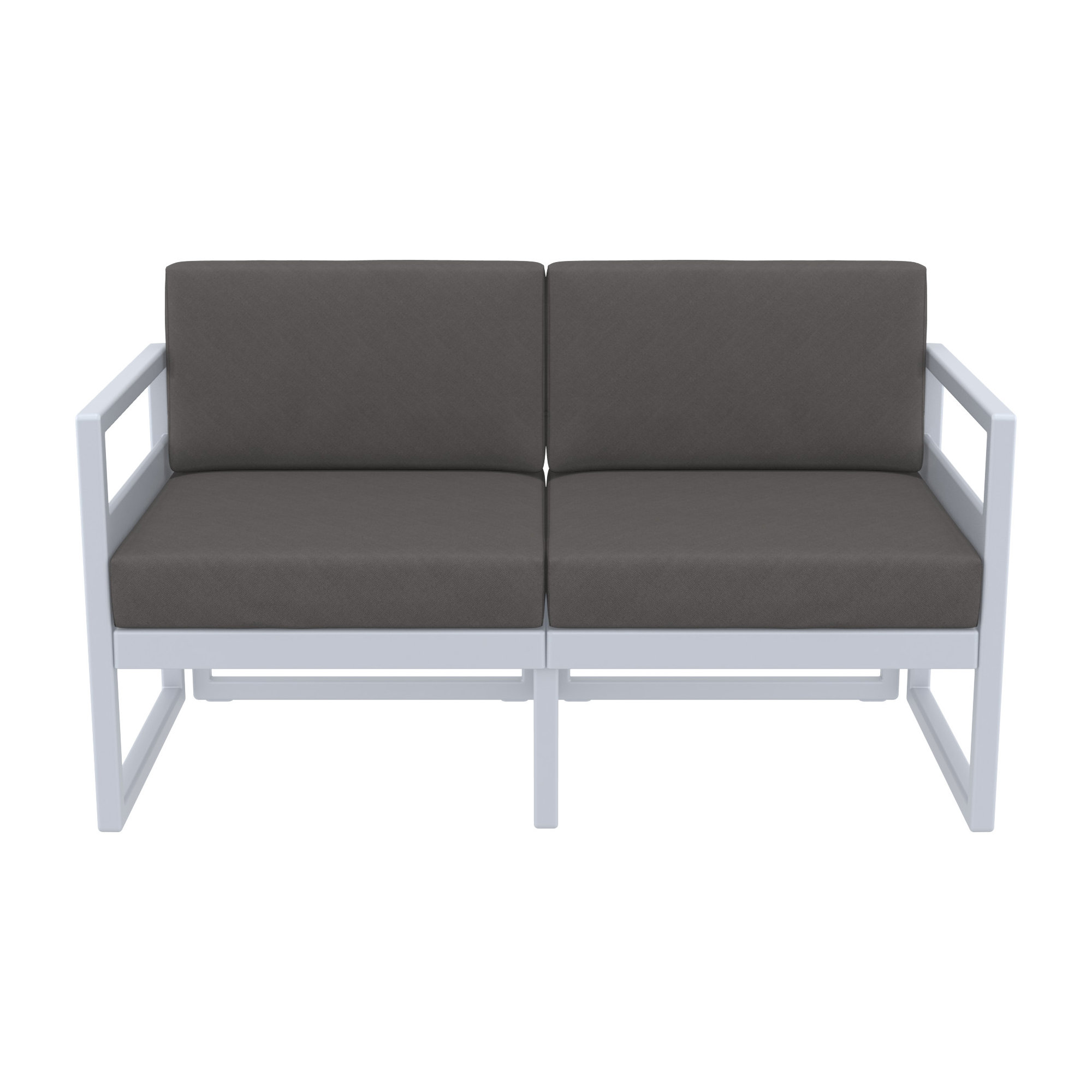Lane 58'' Wide Straight Loveseat with Cushions, Silver/Gray, Charcoal