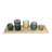 5-Piece Embossed Glass and Metal Tealight Candle Holders in a Wood Tray