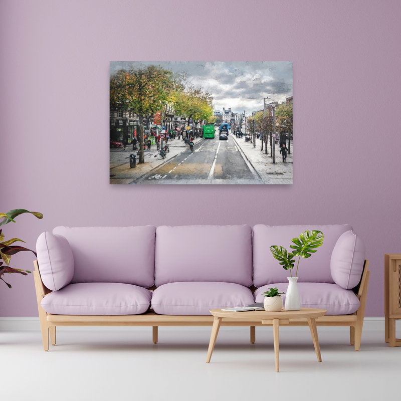 Paysage urbain d'automne, art urbain abstrait, H 40 po x l 60 po