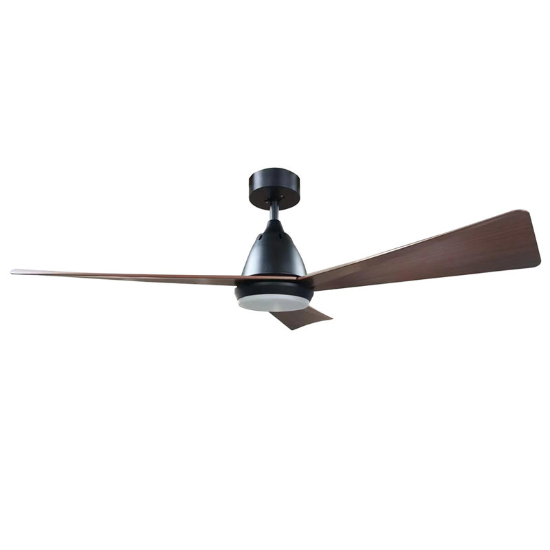 52" Blade LED Standard Ceiling Fan With Remote Control And Light Kit Included, Black, Brown