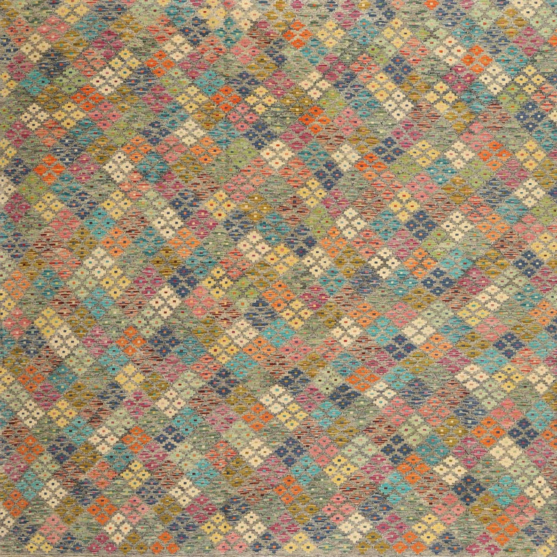 Tapis abstrait beige / brun / bleu, Carré 5 pi