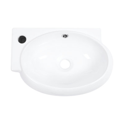 16x11 Inch Stain White Ceramic Wall Mount Bathroom Sink, Single Faucet Hole, Smooth And Low Water Absorption Surface, Acid , Fits Design Decor