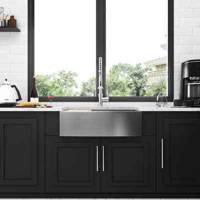 33" Stainless Steel Kitchen Sink With Workstation - 16 Gauge, Radiant Apron Front Basin Gorgeous