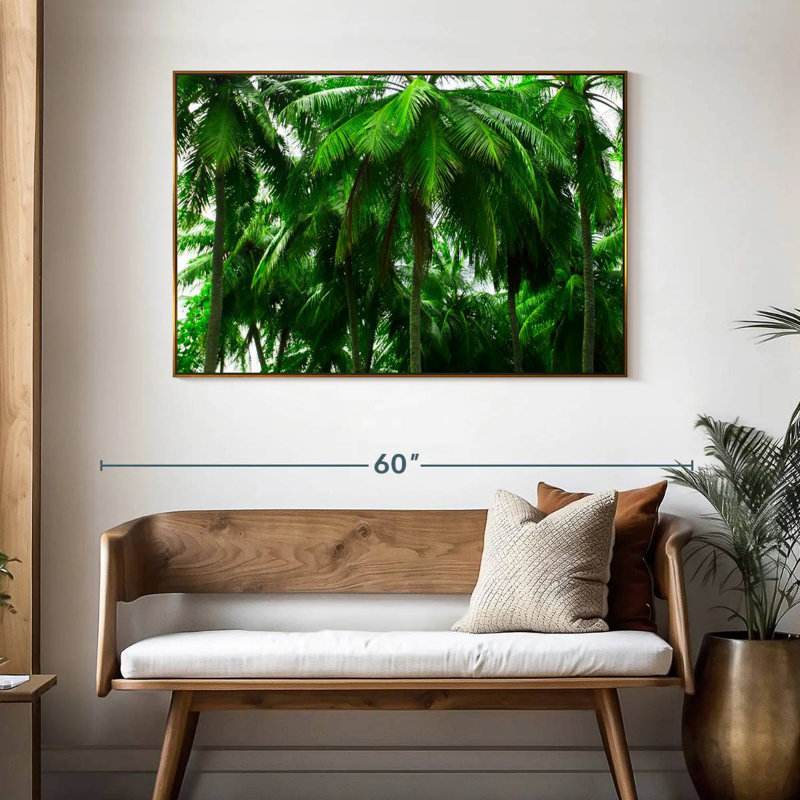 Palmier forêt, 46 po x 31 po, Cadre flottant doré
