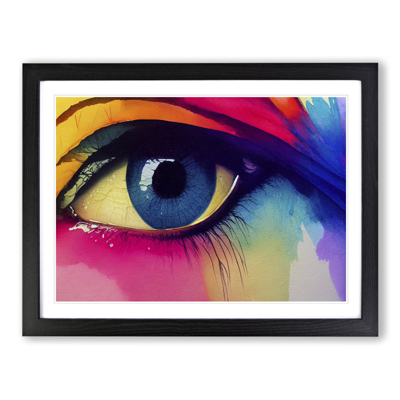 Watercolour Human Eye Vol.1 - Single Picture Frame Print, Black, 46cm H x 64cm W x 2cm D